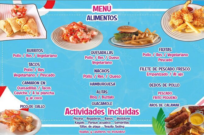 Chula’s All Inclusive Beach Pass with Transport - Food and drinks: plenty of choice, not a fine-dining promise
