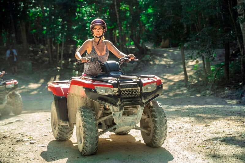 Cozumel: ATV Ride to Jade Cavern, Beach Club Access & Lunch - Riding the jungle trail to Jade Cavern