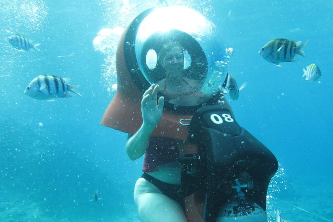 Cozumel Shore Excursion: Mini-SUB Diving Adventure - Following the guide through Cozumel’s water